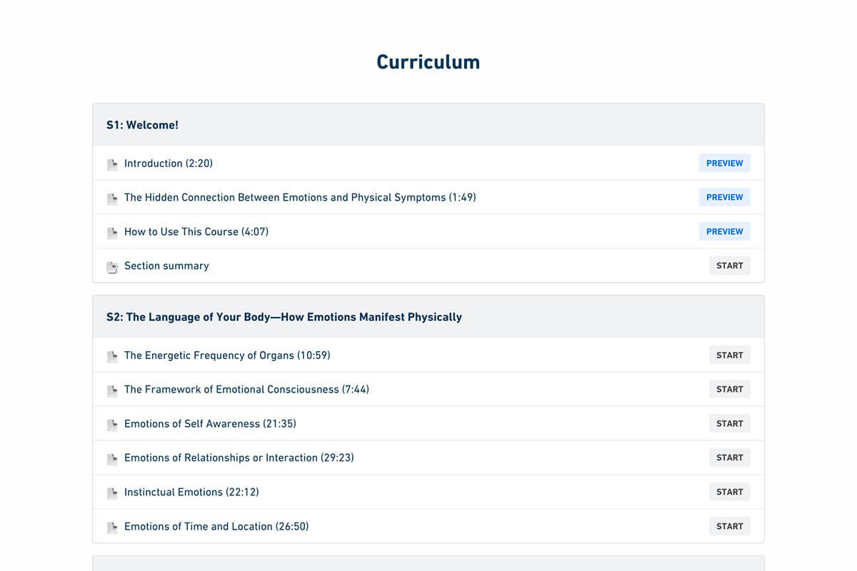 Course curriculum design in Shopify